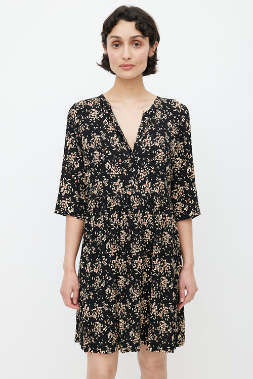 Ba&sh Black 
Mulitcolour Floral V-Neck Dress