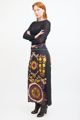 Ba&sh Black 
Multi Floral Fiska Patterned Skirt