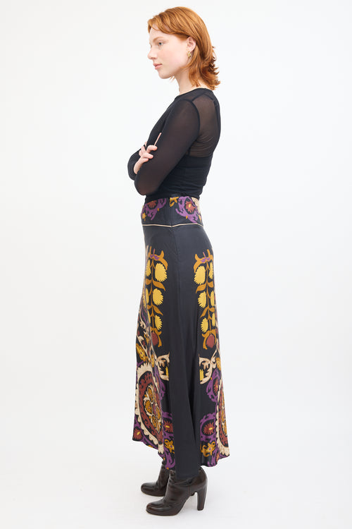 Ba&sh Black 
Multi Floral Fiska Patterned Skirt