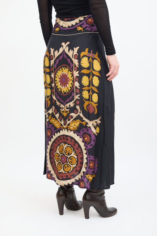 Ba&sh Black 
Multi Floral Fiska Patterned Skirt