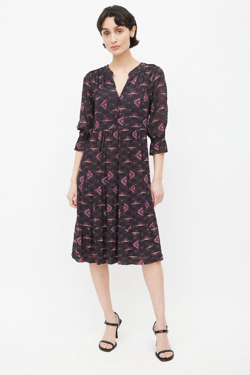 Ba&sh Brown 
Purple Calliope Print Dress