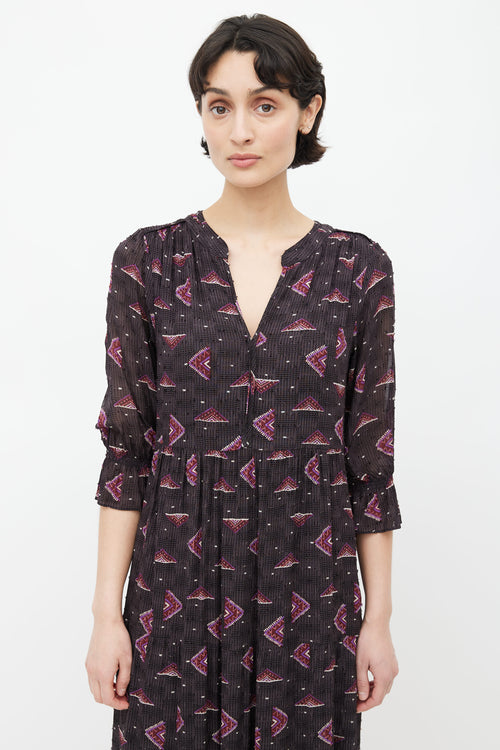 Ba&sh Brown 
Purple Calliope Print Dress