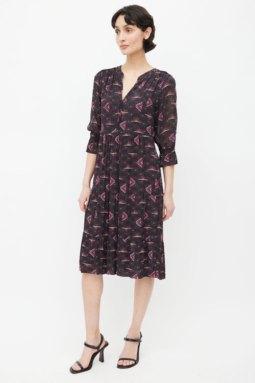 Ba&sh Brown 
Purple Calliope Print Dress