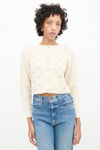 Ba&sh Cream Wool Crystal Embellished Otello Cropped Sweater