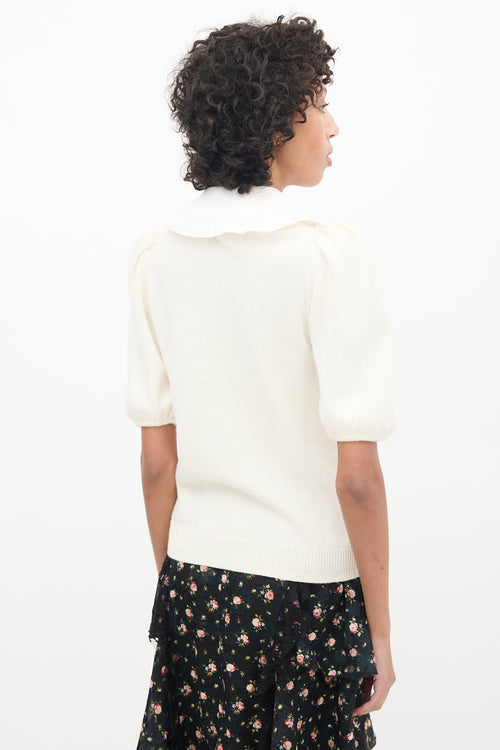 Ba&sh Cream Wool Knit Collared Sweater