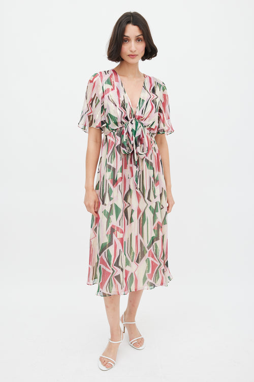 Ba&sh Pink 
Multicolour Silk Printed Midi Dress