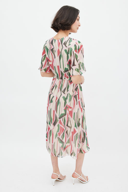 Ba&sh Pink 
Multicolour Silk Printed Midi Dress