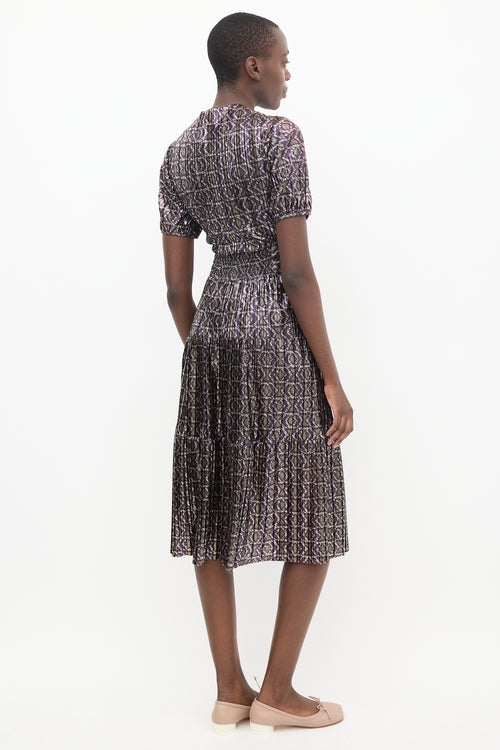 Ba&sh Purple 
Multicolour Metallic Pleated Dress