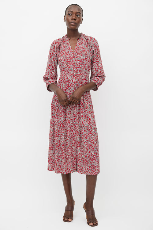 Ba&sh Red Floral Shirt Dress