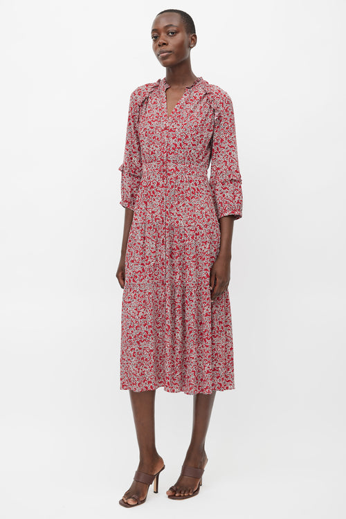 Ba&sh Red Floral Shirt Dress