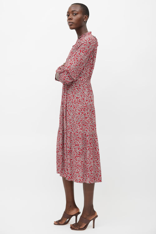 Ba&sh Red Floral Shirt Dress