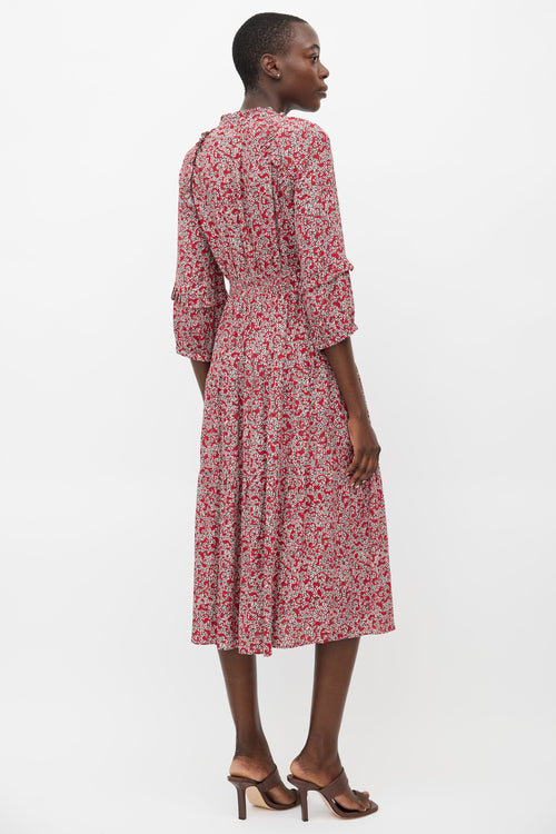 Ba&sh Red Floral Shirt Dress