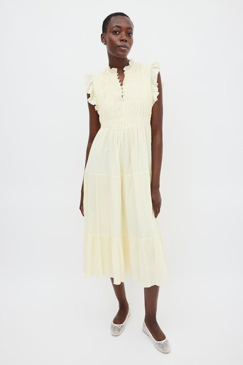 Ba&sh Yellow Tiered Noah Midi Dress