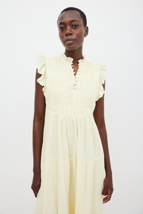 Ba&sh Yellow Tiered Noah Midi Dress