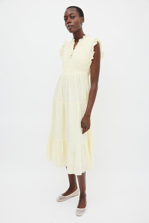 Ba&sh Yellow Tiered Noah Midi Dress