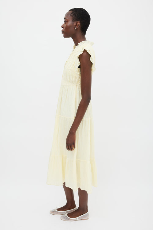 Ba&sh Yellow Tiered Noah Midi Dress