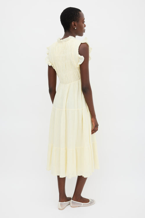 Ba&sh Yellow Tiered Noah Midi Dress