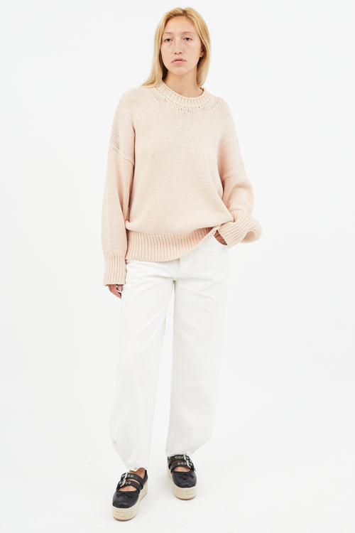 Babaa Beige Oversized Knit Sweater