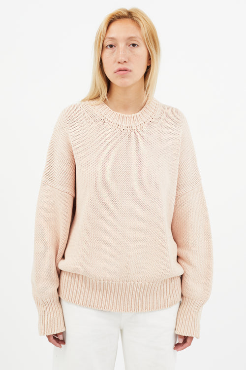 Babaa Beige Oversized Knit Sweater