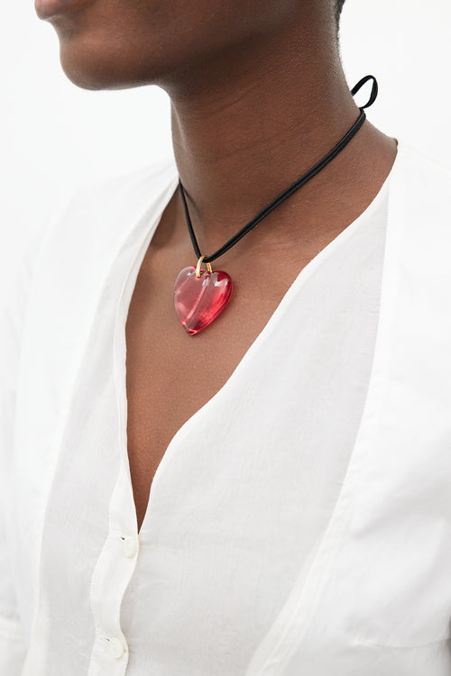 Baccarat Red Heart Tie Necklace