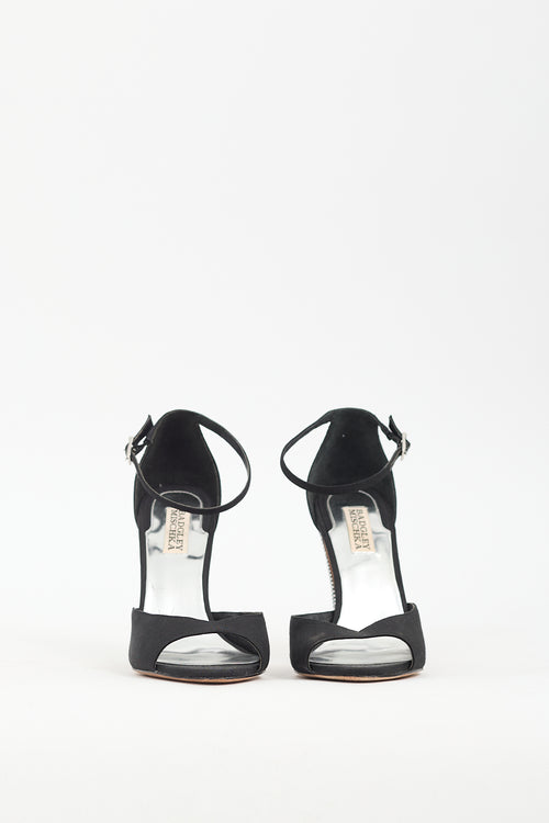 Badgley Mischka Black Satin Rhinestone Sandal