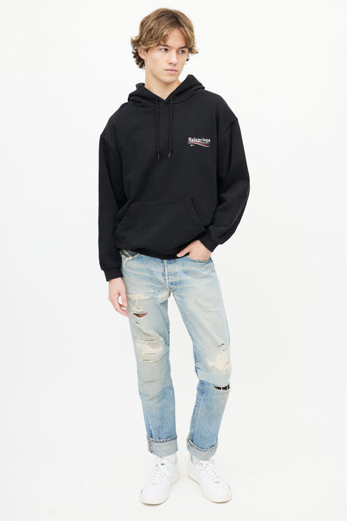 Balenciaga 2017 Black Campaign Logo Hoodie