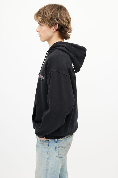 Balenciaga 2021 Black Campaign Logo Hoodie