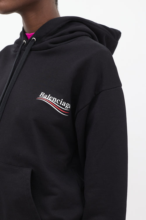 Balenciaga 2017 Black Campaign Logo Hoodie