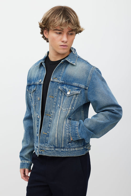 Balenciaga 2019 Blue Campaign Logo Denim Jacket