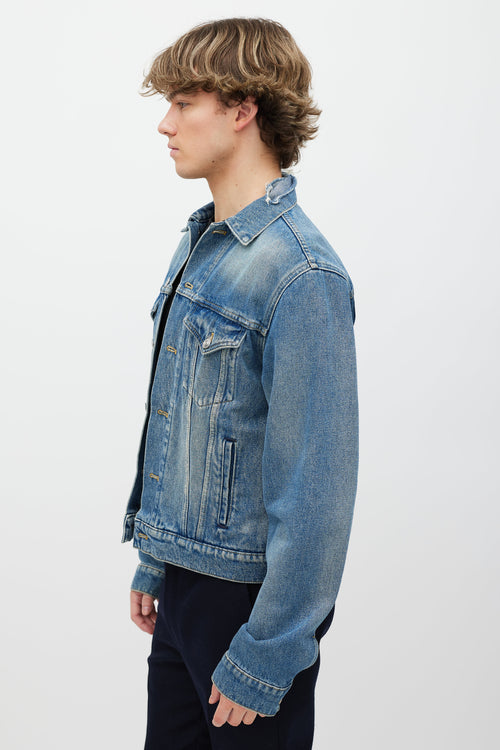 Balenciaga 2020 Blue Campaign Logo Denim Jacket