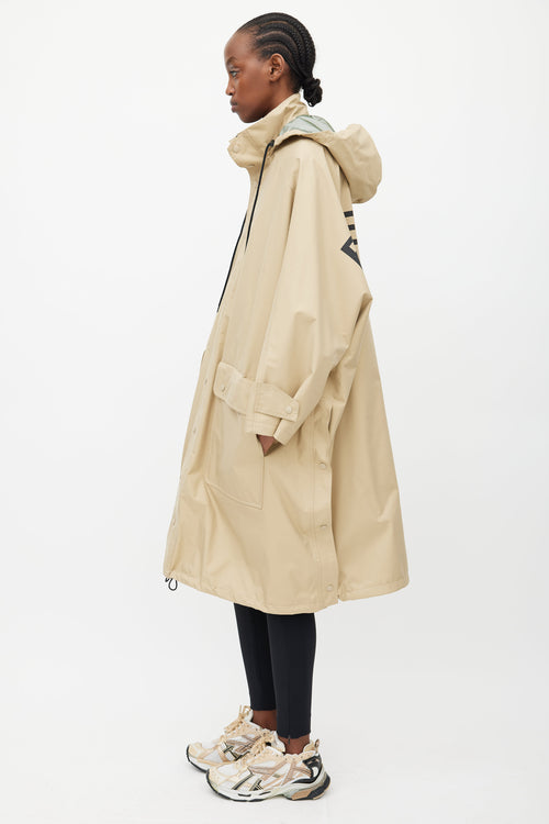 Balenciaga Beige 
Black Hooded Logo Coat