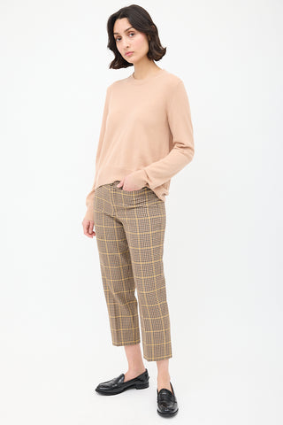 Balenciaga Beige 
Multi Wool Check Cropped Trouser