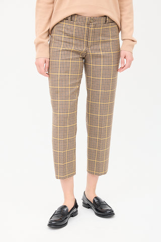 Balenciaga Beige 
Multi Wool Check Cropped Trouser