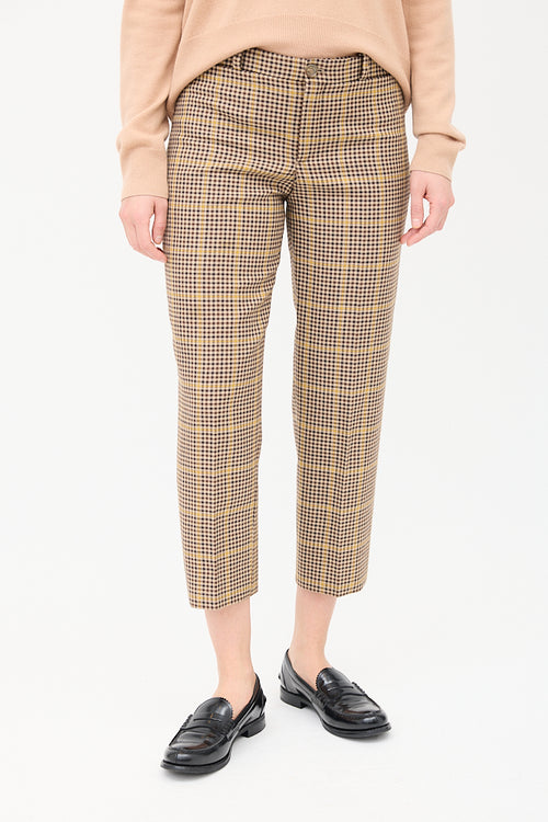 Balenciaga Beige 
Multi Wool Check Cropped Trouser