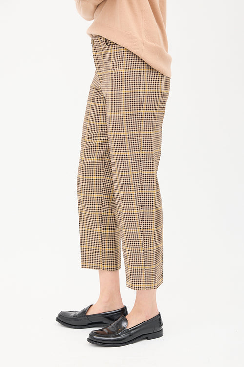 Balenciaga Beige 
Multi Wool Check Cropped Trouser