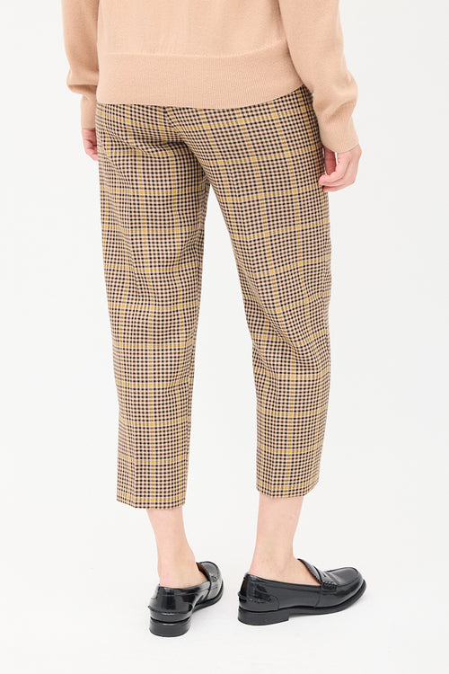 Balenciaga Beige 
Multi Wool Check Cropped Trouser