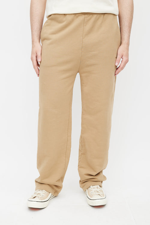 Balenciaga Beige Wide Leg Logo Lounge Pant