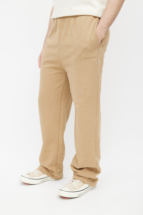 Balenciaga Beige Wide Leg Logo Lounge Pant