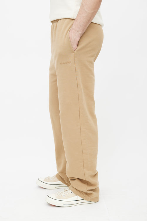 Balenciaga Beige Wide Leg Logo Lounge Pant