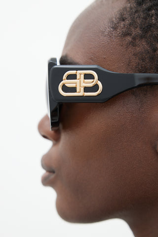 Balenciaga Black BB0069S Oversized Square Sunglasses