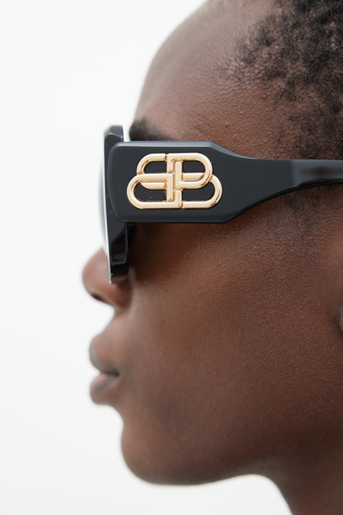 Balenciaga Black BB0069S Oversized Square Sunglasses