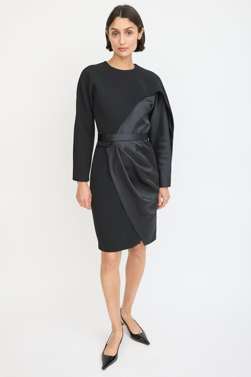 Balenciaga Black Belted Asymmetric Midi Dress