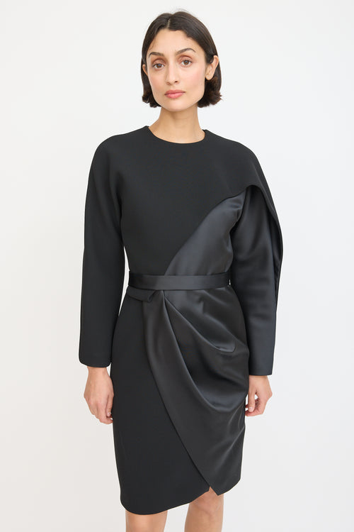 Balenciaga Black Belted Asymmetric Midi Dress