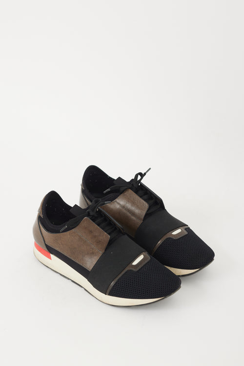 Balenciaga Black 
Brown Race Runner Sneaker