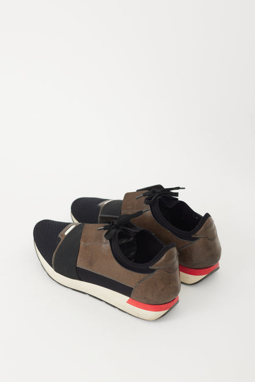 Balenciaga Black 
Brown Race Runner Sneaker