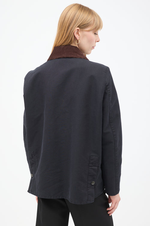 Balenciaga Black 
Brown Cotton Spear Point Collar Jacket