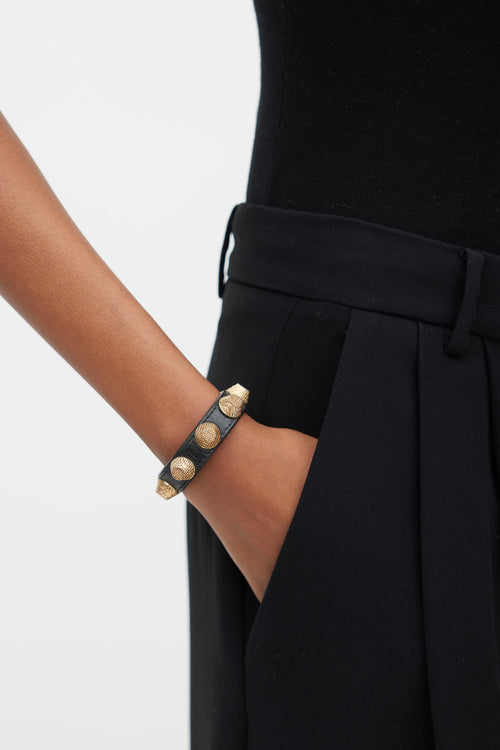 Balenciaga Black 
Copper Studded Bracelet