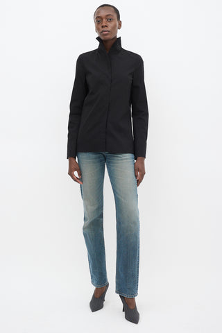 Balenciaga Black Cotton Flared Sleeve Shirt