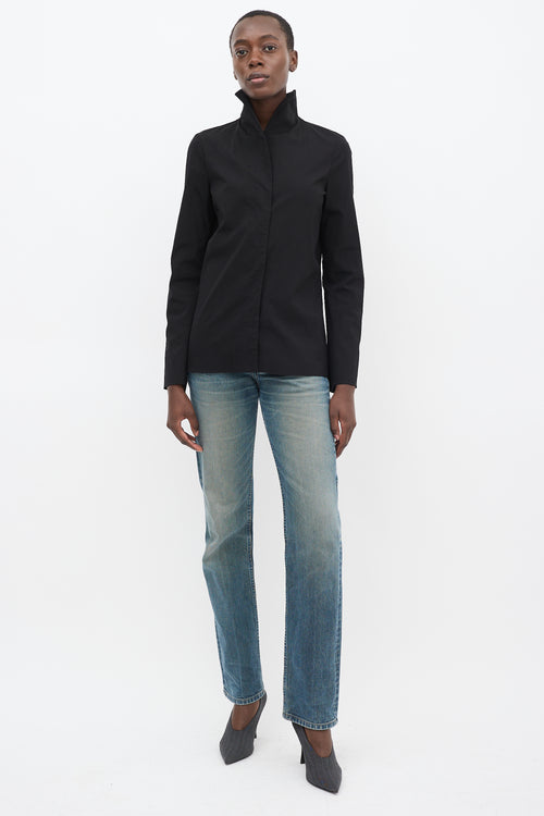 Balenciaga Black Cotton Flared Sleeve Shirt