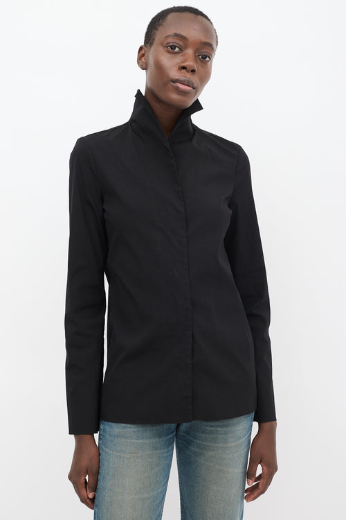 Balenciaga Black Cotton Flared Sleeve Shirt